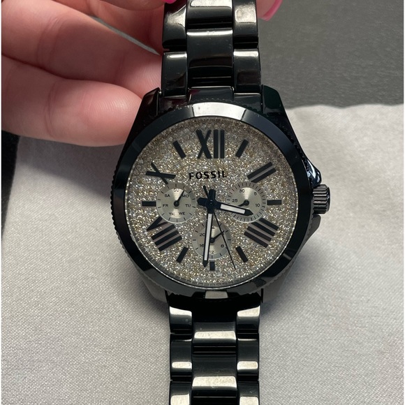 Black rhinestone Fossil ladies watch - Picture 2 of 3